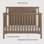 Lit de bébé convertible 4 en 1, se transforme en lit de jour, en lit de tout-petit et en lit double, 3 positions de matelas, finition sécuritaire pour bébé