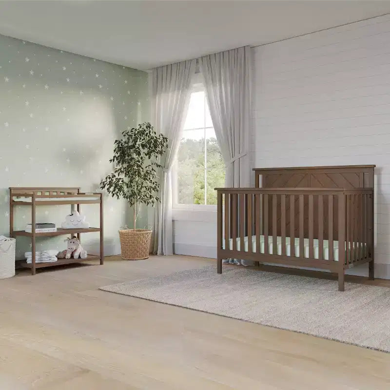 Lit de bébé convertible 4 en 1, se transforme en lit de jour, en lit de tout-petit et en lit double, 3 positions de matelas, finition sécuritaire pour bébé