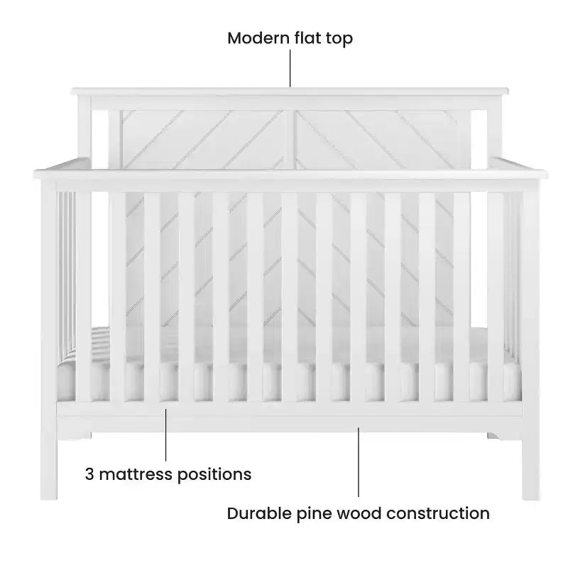 Lit de bébé convertible 4 en 1, se transforme en lit de jour, en lit de tout-petit et en lit double, 3 positions de matelas, finition sécuritaire pour bébé