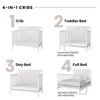 Lit de bébé convertible 4 en 1, se transforme en lit de jour, en lit de tout-petit et en lit double, 3 positions de matelas, finition sécuritaire pour bébé