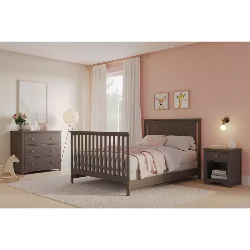 Lit de bébé convertible 4 en 1, se transforme en lit de jour, en lit de tout-petit et en lit double, 3 positions de matelas, finition sécuritaire pour bébé
