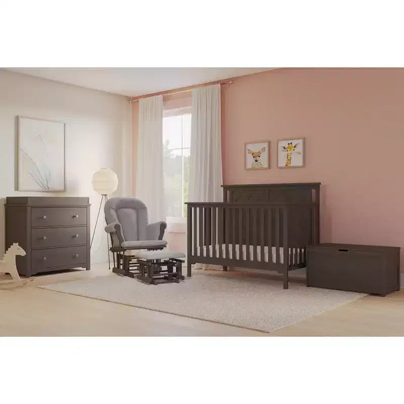 Lit de bébé convertible 4 en 1, se transforme en lit de jour, en lit de tout-petit et en lit double, 3 positions de matelas, finition sécuritaire pour bébé