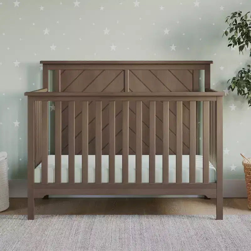 Lit de bébé convertible 4 en 1, se transforme en lit de jour, en lit de tout-petit et en lit double, 3 positions de matelas, finition sécuritaire pour bébé