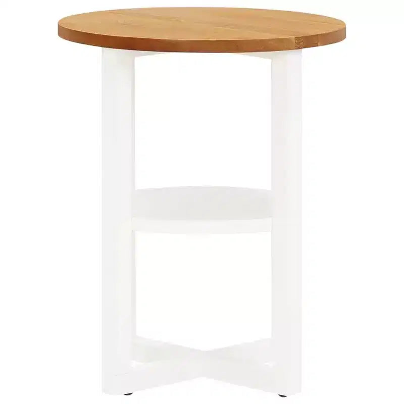 Table d'appoint en chêne massif pour canapé/bout de canapé/table basse - Blanc/Bois clair