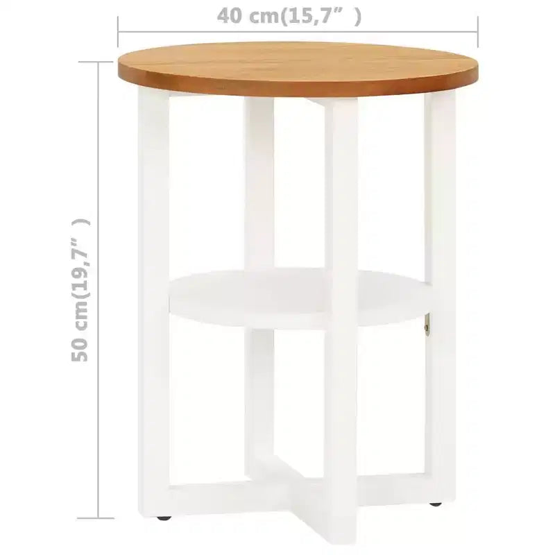 Table d'appoint en chêne massif pour canapé/bout de canapé/table basse - Blanc/Bois clair
