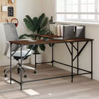 Bureau Chêne Brun Bois Usiné Pieds Réglables Bureau