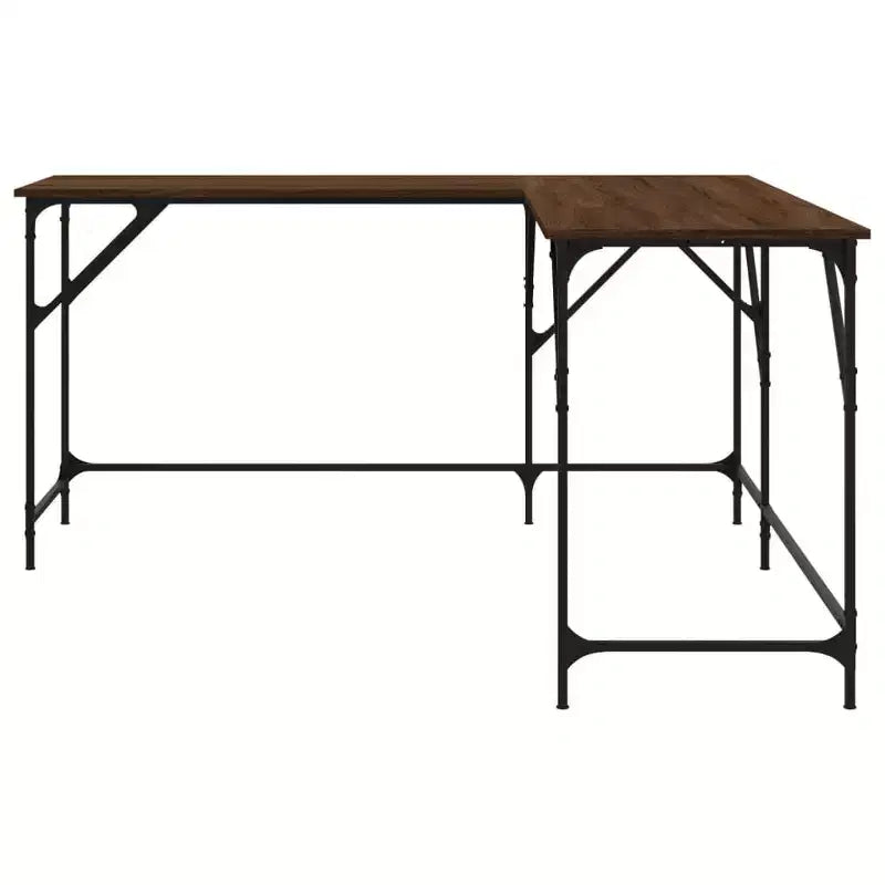 Bureau Chêne Brun Bois Usiné Pieds Réglables Bureau