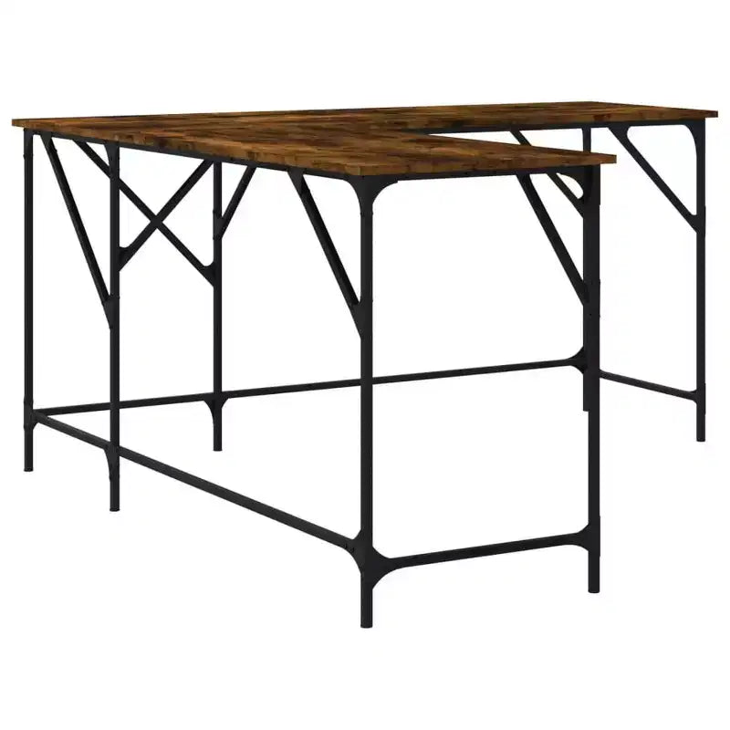 Bureau Chêne Brun Bois Usiné Pieds Réglables Bureau