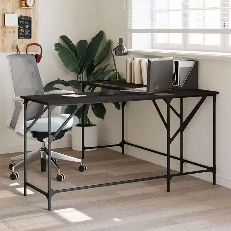 Bureau Chêne Brun Bois Usiné Pieds Réglables Bureau