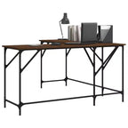 Bureau Chêne Brun Bois Usiné Pieds Réglables Bureau