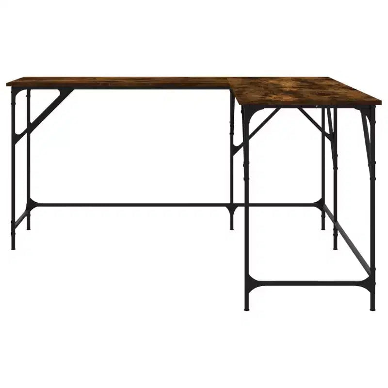 Bureau Chêne Brun Bois Usiné Pieds Réglables Bureau