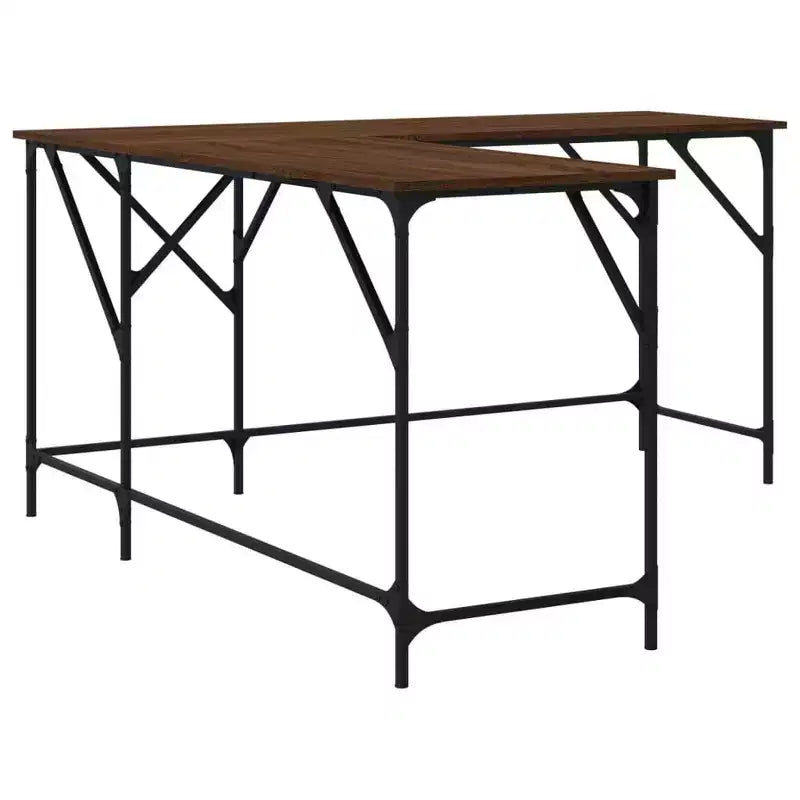 Bureau Chêne Brun Bois Usiné Pieds Réglables Bureau