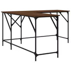 Bureau Chêne Brun Bois Usiné Pieds Réglables Bureau