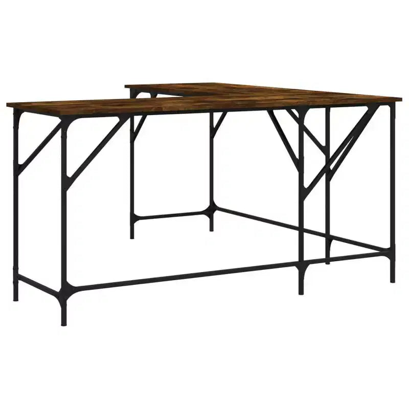 Bureau Chêne Brun Bois Usiné Pieds Réglables Bureau