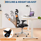 Fauteuil de bureau ergonomique à dossier haut en maille, accoudoirs 4D, soutien lombaire et profondeur d'assise réglables, pour bureau à domicile
