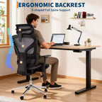 Fauteuil de bureau ergonomique à dossier haut en maille, accoudoirs 4D, soutien lombaire et profondeur d'assise réglables, pour bureau à domicile