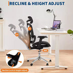 Fauteuil de bureau ergonomique à dossier haut en maille, accoudoirs 4D, soutien lombaire et profondeur d'assise réglables, pour bureau à domicile