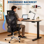 Fauteuil de bureau ergonomique à dossier haut en maille, accoudoirs 4D, soutien lombaire et profondeur d'assise réglables, pour bureau à domicile