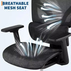 Fauteuil de bureau ergonomique à dossier haut en maille, accoudoirs 4D, soutien lombaire et profondeur d'assise réglables, pour bureau à domicile