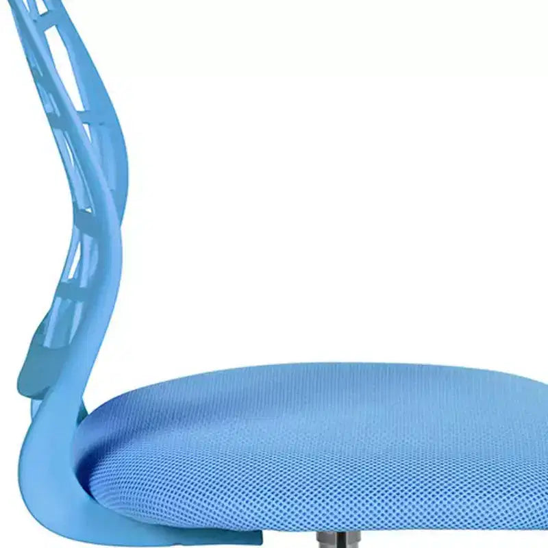 Chaise de bureau pivotante à roulettes réglable en hauteur, bleue et blanche