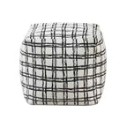 Pouf carré 16H Chic Jacquard Ottoman pour salon, Repose-pieds antidérapant, Chaise pouf, Capacité 300lbs, Rayures croisées noires