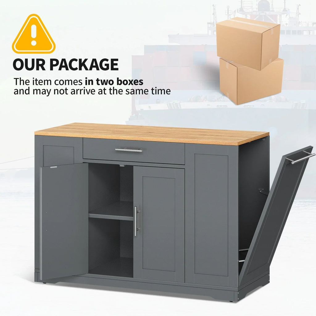 Moasis 53-inch Rolling Kitchen Island Storage Cabinet Portable Mobile Kitchen Cart
