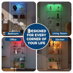 4-Tier Tempered Glass Display Cabinet, Full-Glass Curio Case with LED Lights & Human Body Sensor, Storage Cabinet for Collectibles & Decor