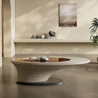 Light Luxury Modern Minimalist Oval Glass Tabletop Coffee Table Gray Base 51 in. - L 51.18W 25.59H 14.37