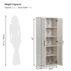 63 2-Door Kitchen Pantry, Freestanding Storage Cabinet with 5-tier Shelving and 2 Adjustable Shelves for Dining Room