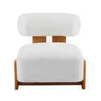 Modern Boucle Accent Chair with Rolled Backrest, Solid Wood Frame, Upholstered Accent Seating for Living Room, Bedroom, or Office