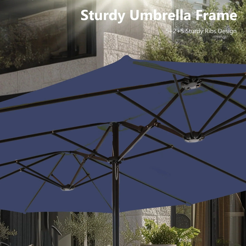 MAISON ARTS 15ft Double-Sided Patio Extra Large Twin Umbrella with Base Included