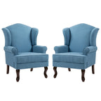 2 Set Traditional Wingback Accent Chairs Upholstered Armchair