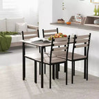 HOMCOM Modern 5-Piece Wooden Counter Dining Kitchen Table Set, 1 Table 4 Chairs Metal Legs, Suitable For Outdoors
