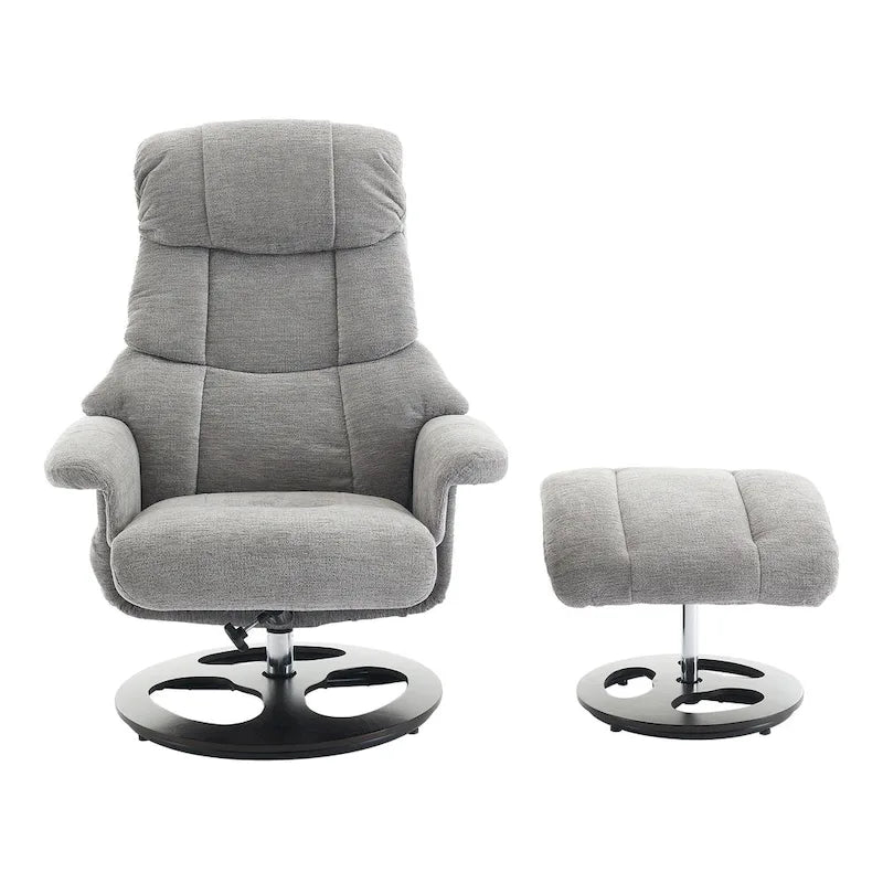 Chenille 360 Swivel Massage Recliner Chair with Ottoman, Massage and Heated Seat