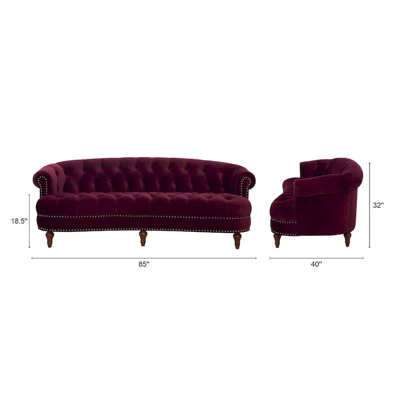 La Rosa 84 Mid-Century Modern Velvet Upholstered Chesterfield Tufted Sofa