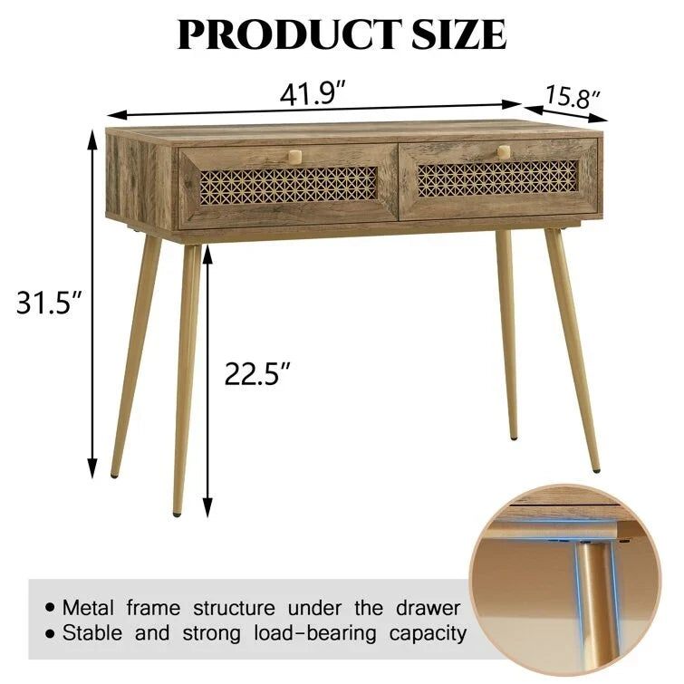41.9 Wood 2-Drawer Entryway Console Table