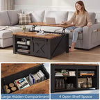 JIONJOY 31.5 Lift Top Coffee Table with Large Hidden Storage, Adjustable Shelves, Farmhouse Square Center Table for Living Room, Small Spaces