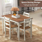 Costway 5-Piece Dining Set Solid Wood Kitchen Furniture with Rectangular Table & 4 Chairs Natural/Coffee/Grey