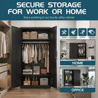 72in Heavy Duty Steel Wardrobe Cabinet with Lock, Metal Garage Storage Cabinets, Metal Cabinet Storage for Home, Bedroom, Office, Closet