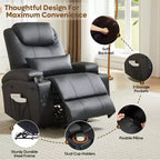 Bestier 34.6 Electric Power Lift Asist Recliner Chair with Massage and Heat, Fax Leather Reclining Chair with Side Pockets & Cup Holders