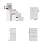 Famapy White Foldable Storage Vanity - Compact Makeup Table with Organization