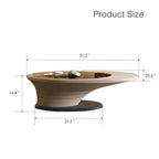 Light Luxury Modern Minimalist Oval Glass Tabletop Coffee Table Gray Base 51 in. - L 51.18W 25.59H 14.37