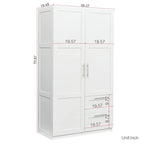 White Wood Wardrobe Armoire Storage Cabinet with Doors,Drawers,Hanging Rod