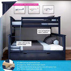 Max & Lily Solid Wood Bunk Bed, Twin over Full with Storage Trundle and Ladder for Kids