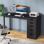 Lantine Computer Desk with 5 Drawers, 47 inches Modern Simple Home Office Desk Study Writing Table for Small Spaces