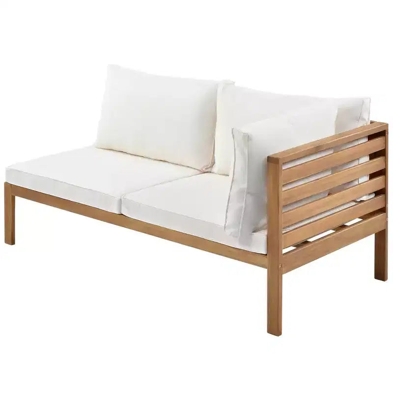 Polibi Acacia Corner Outdoor Sofa Set with Matching Coffee Table