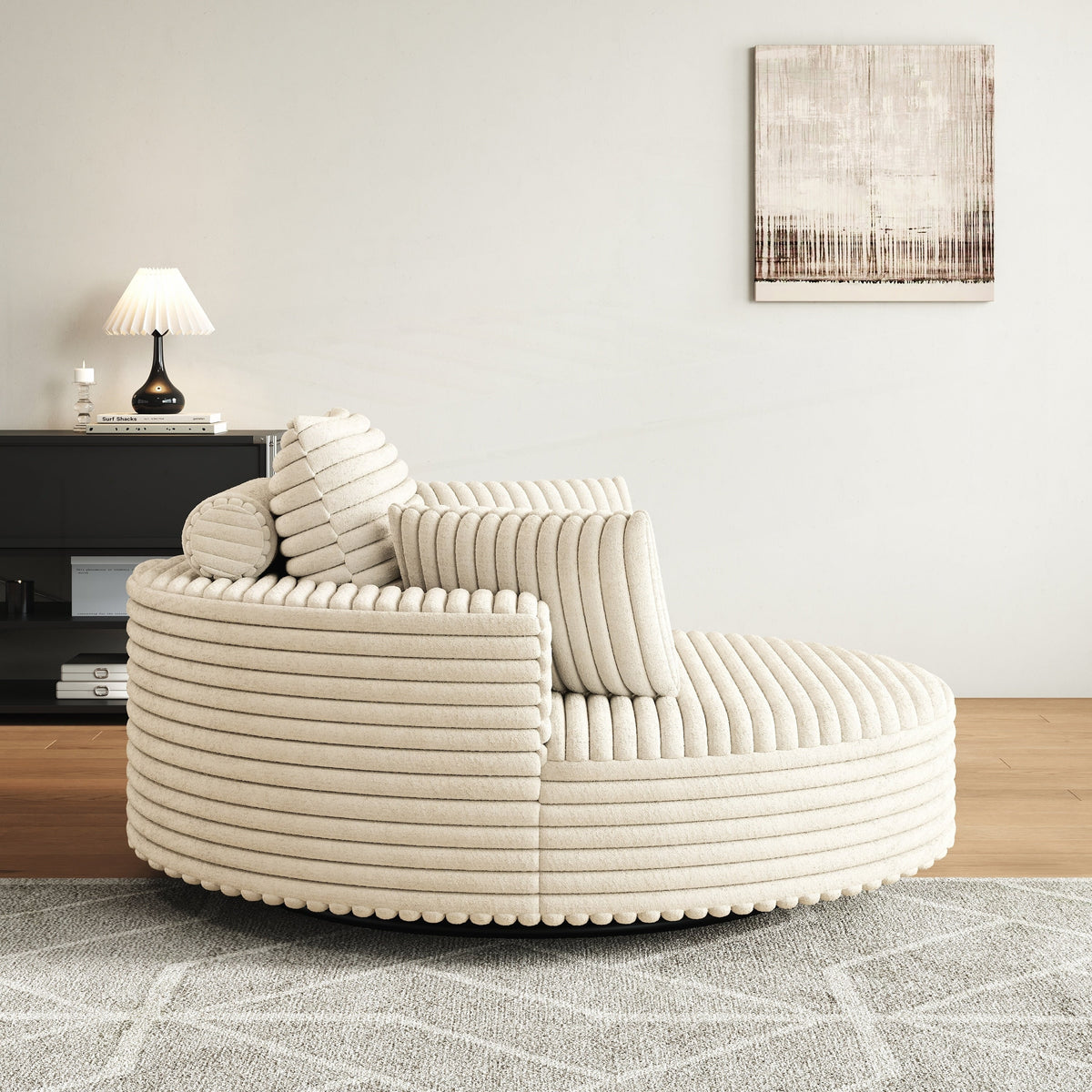 Corduroy Chenille Foam Single Swivel Chair