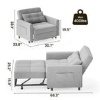 3-in-1 Adjustable Sleeper Sofa Bed, Pull Out Chair Sofa, Convertible Folding Bed for Living Room