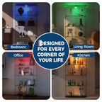 4-Tier Tempered Glass Display Cabinet, Full-Glass Curio Case with LED Lights & Human Body Sensor, Storage Cabinet for Collectibles & Decor