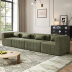145.5 Modern Convertible Sectional Sofa, Upholstered 4-Seater Sectional Sofa with Compressed Sponge, Living Room L-Shaped Sofa-Panipeachy